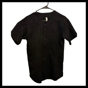 NWOT American Apparel Black Baseball Jersey Short Sleeve Button Up Shirt XS